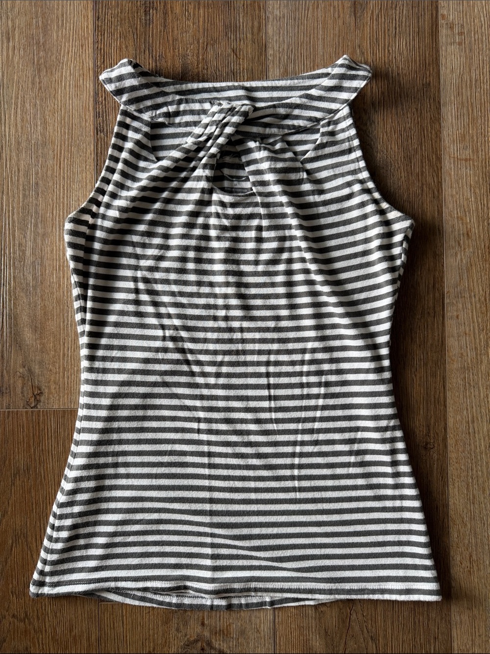 INC International Concepts Black & White Striped Twist-Neck Tank